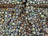 Stretch Velvet Rose Gold Stars on Black