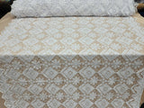 Embroidered Guipure Lace Clear Sequin White