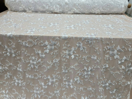 Embroidered Floral Lace White