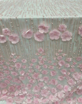 3D Floral Lace Pink Embroidered Mesh