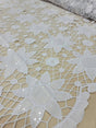Embroidered Lace Clear Sequin White