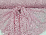 Pink Embroidery Lace Fabric with Clear Sequin
