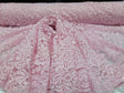 Pink Embroidery Lace Fabric with Clear Sequin