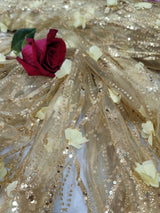 3D Sequin Lace Gold Floral Embroidered