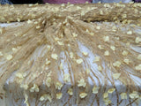 3D Sequin Lace Gold Floral Embroidered