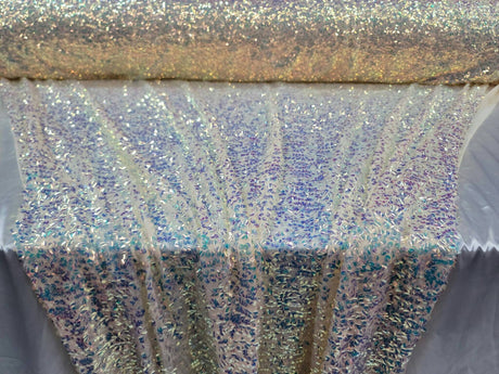 Sequin Iridescent Stretch Mesh Light Yellow