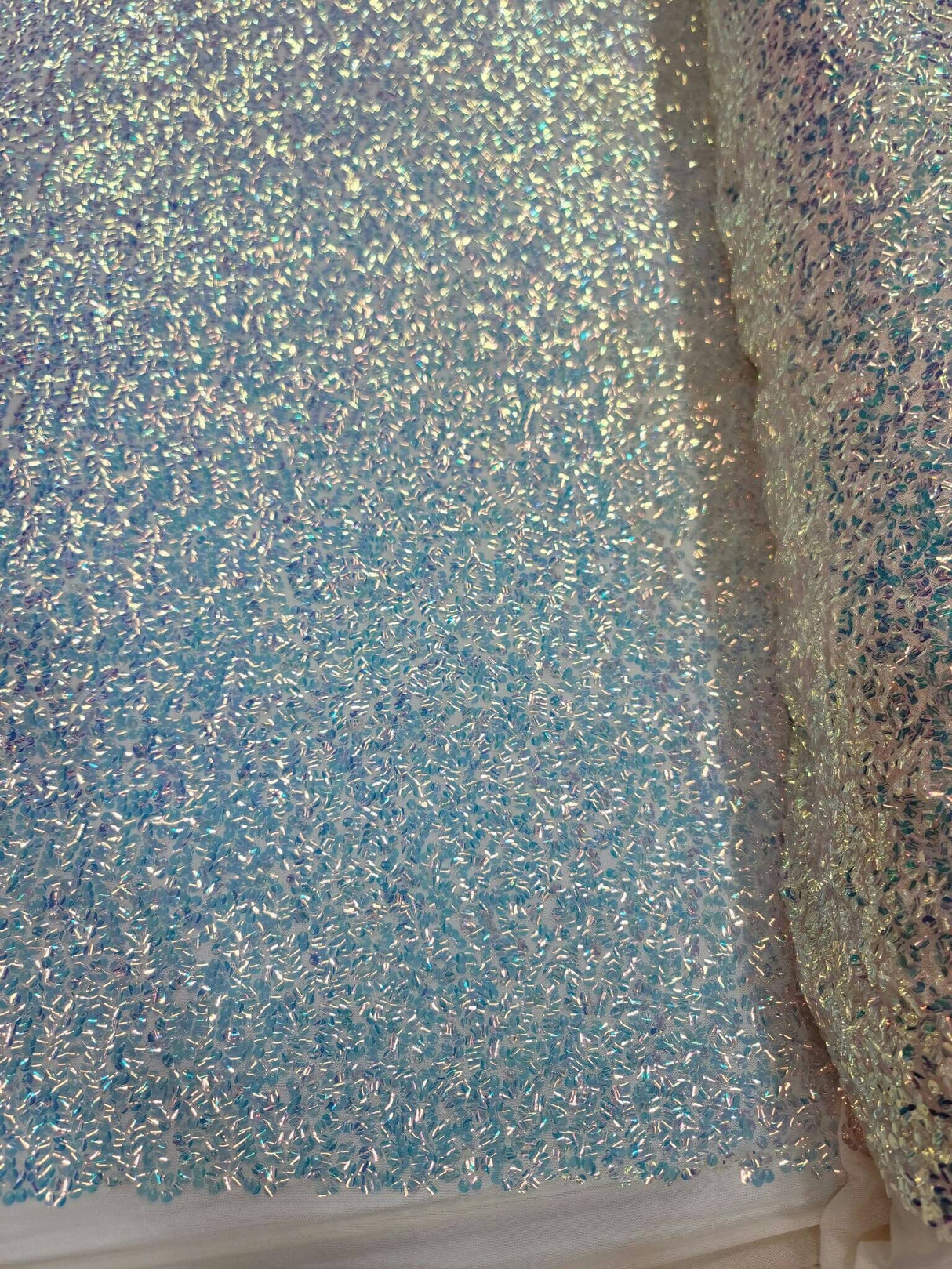 Sequin Iridescent Stretch Mesh Light Yellow