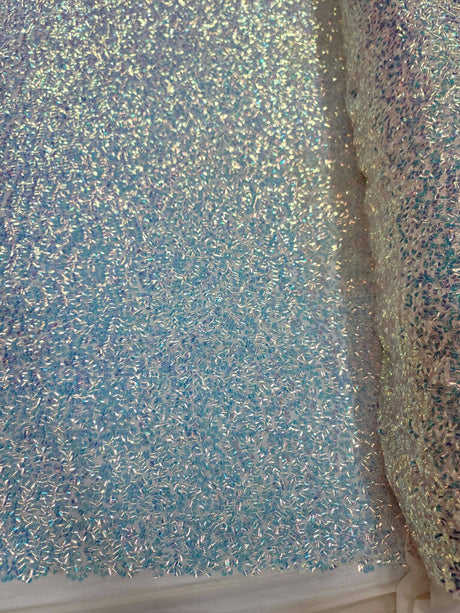 Sequin Iridescent Stretch Mesh Light Yellow