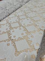 Embroidered Sequin Guipure Lace White