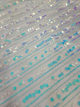 Embroidered Lace Floral Sequin Mesh White