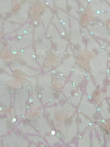 3D Butterfly Lace Mesh Fabric Light Pink