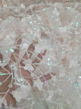 3D Butterfly Lace Mesh Fabric Light Pink