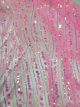3D Sequin Lace Neon Pink Floral