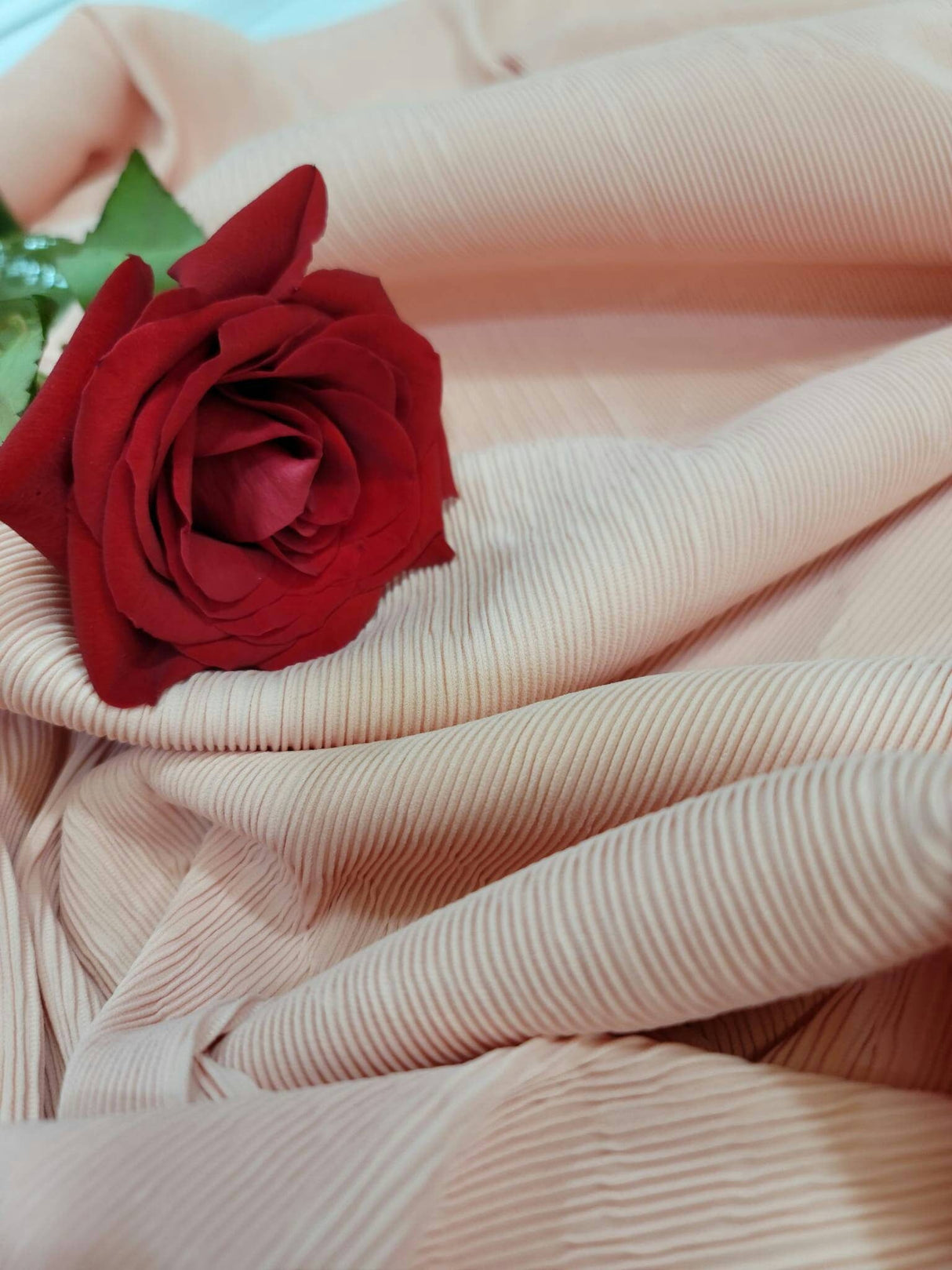 Blush Pleated Stretch Nylon Spandex Fabric