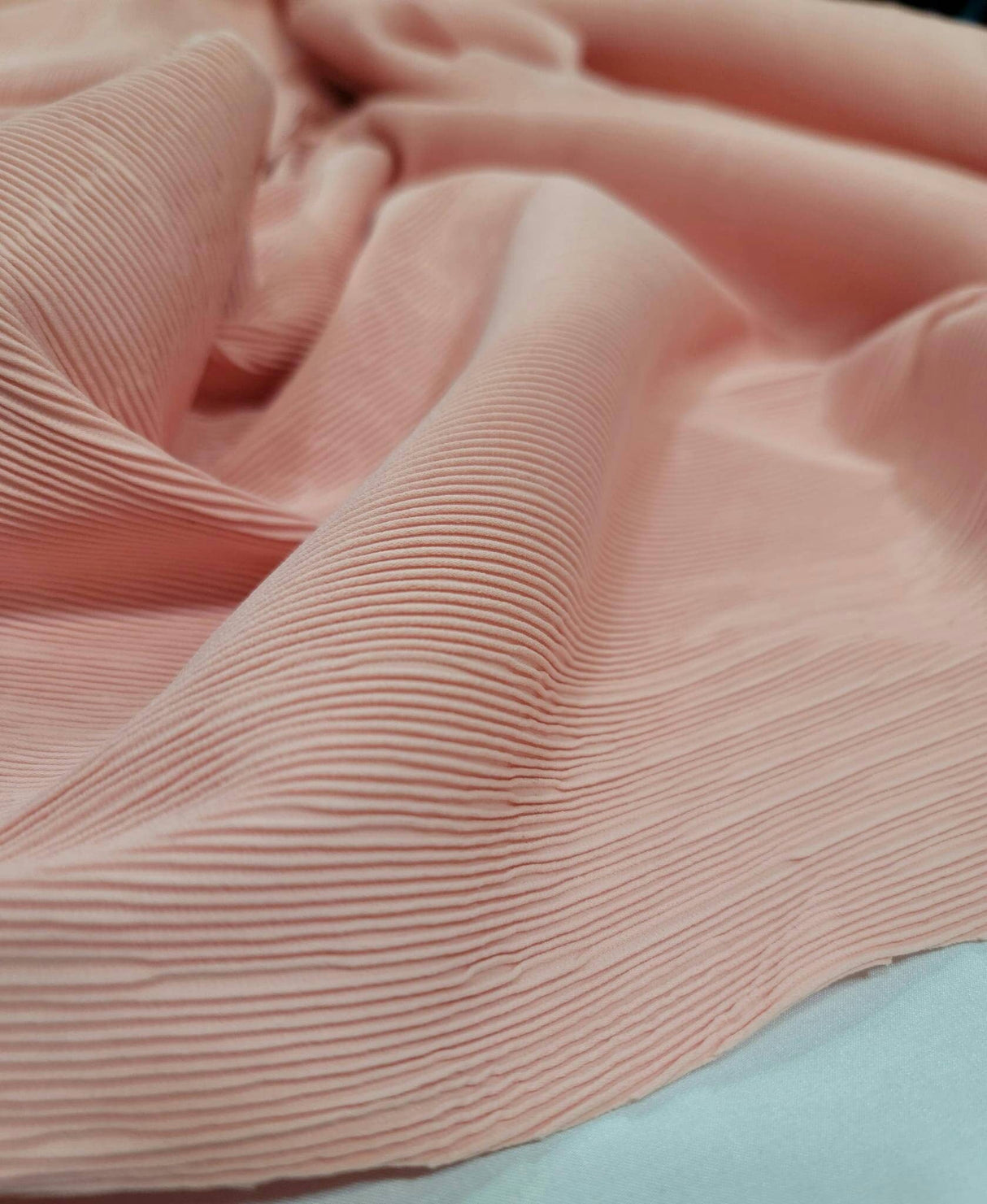 Blush Pleated Stretch Nylon Spandex Fabric