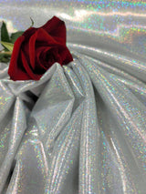 Iridescent Silver Glitter Polyester Fabric