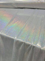 Iridescent Silver Glitter Polyester Fabric