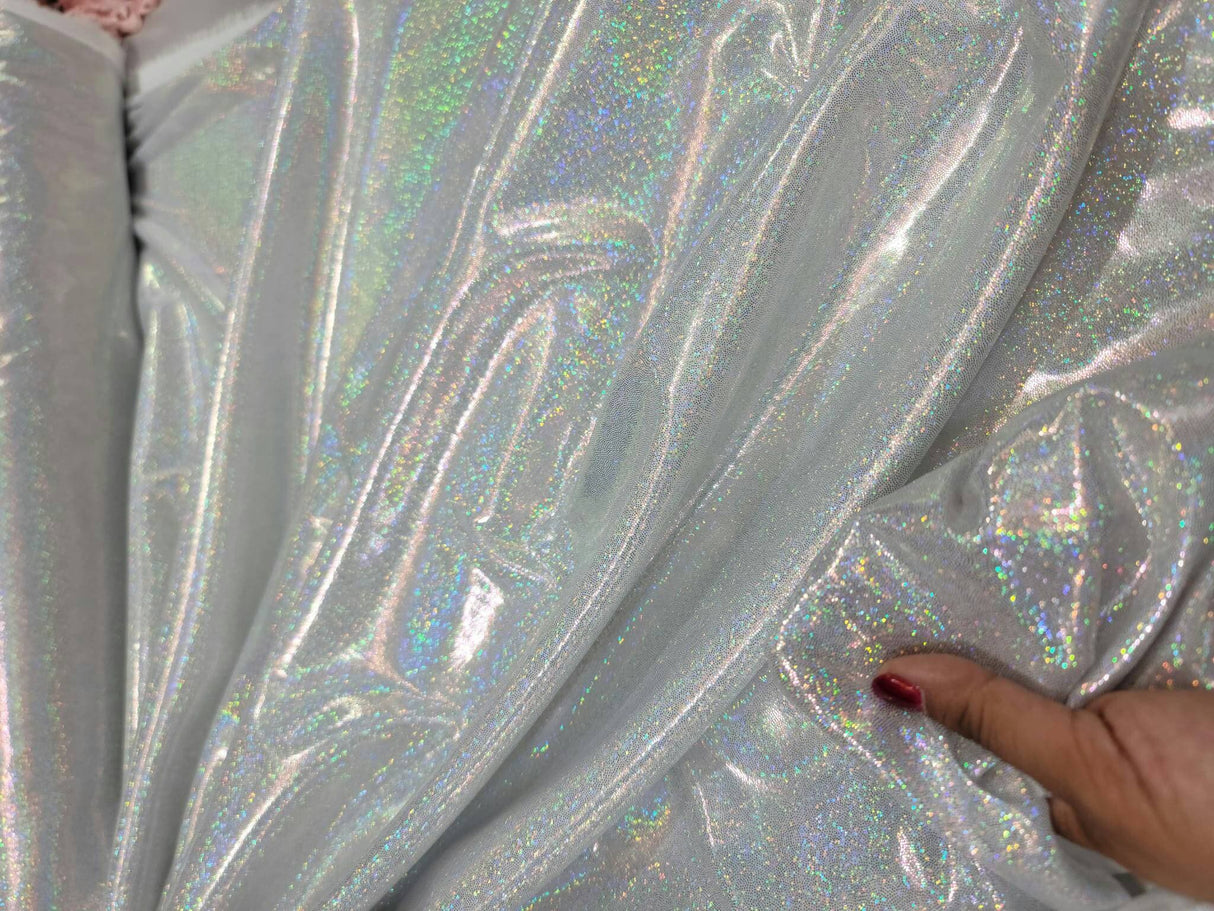 Iridescent Silver Glitter Polyester Fabric