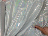 Iridescent Silver Glitter Polyester Fabric