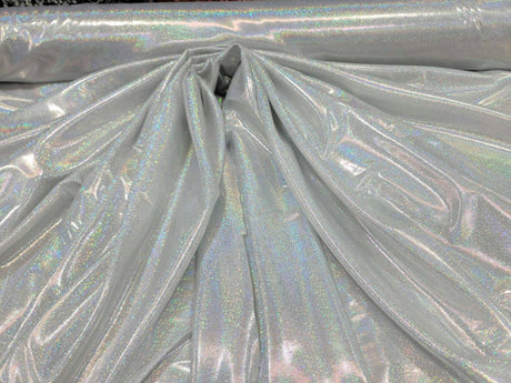 Iridescent Silver Glitter Polyester Fabric