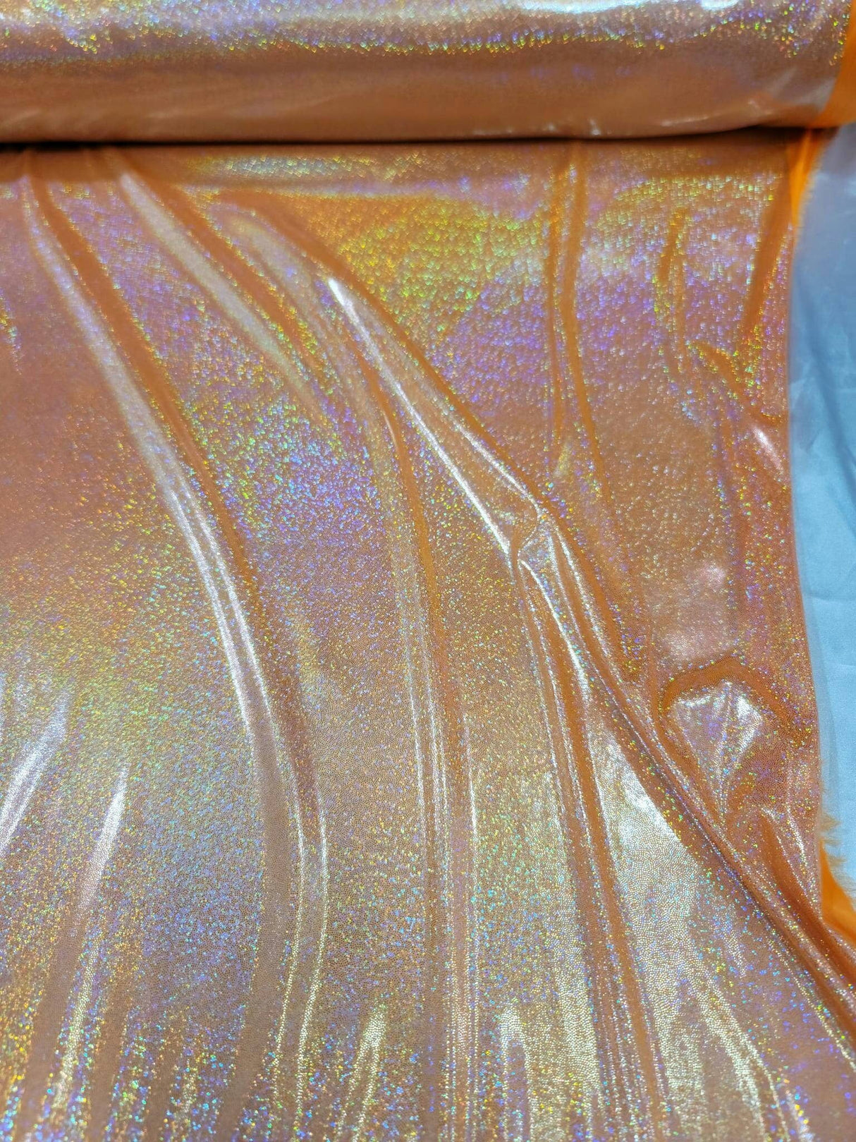 Orange Sparkly Lame Foil Fabric