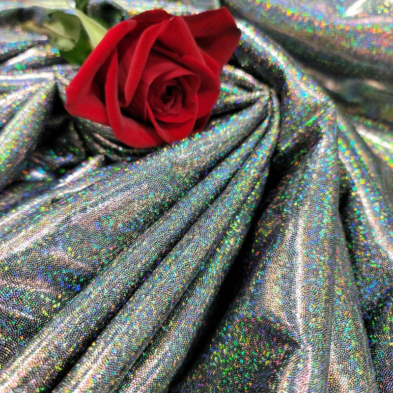 Glitter Sparkly Iridescent Fabric Black