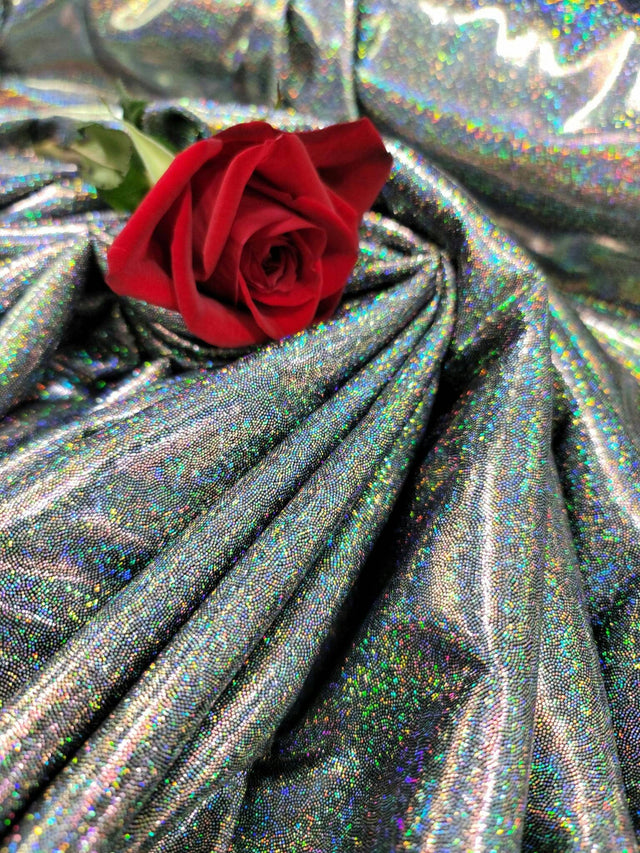 Glitter Sparkly Iridescent Fabric Black