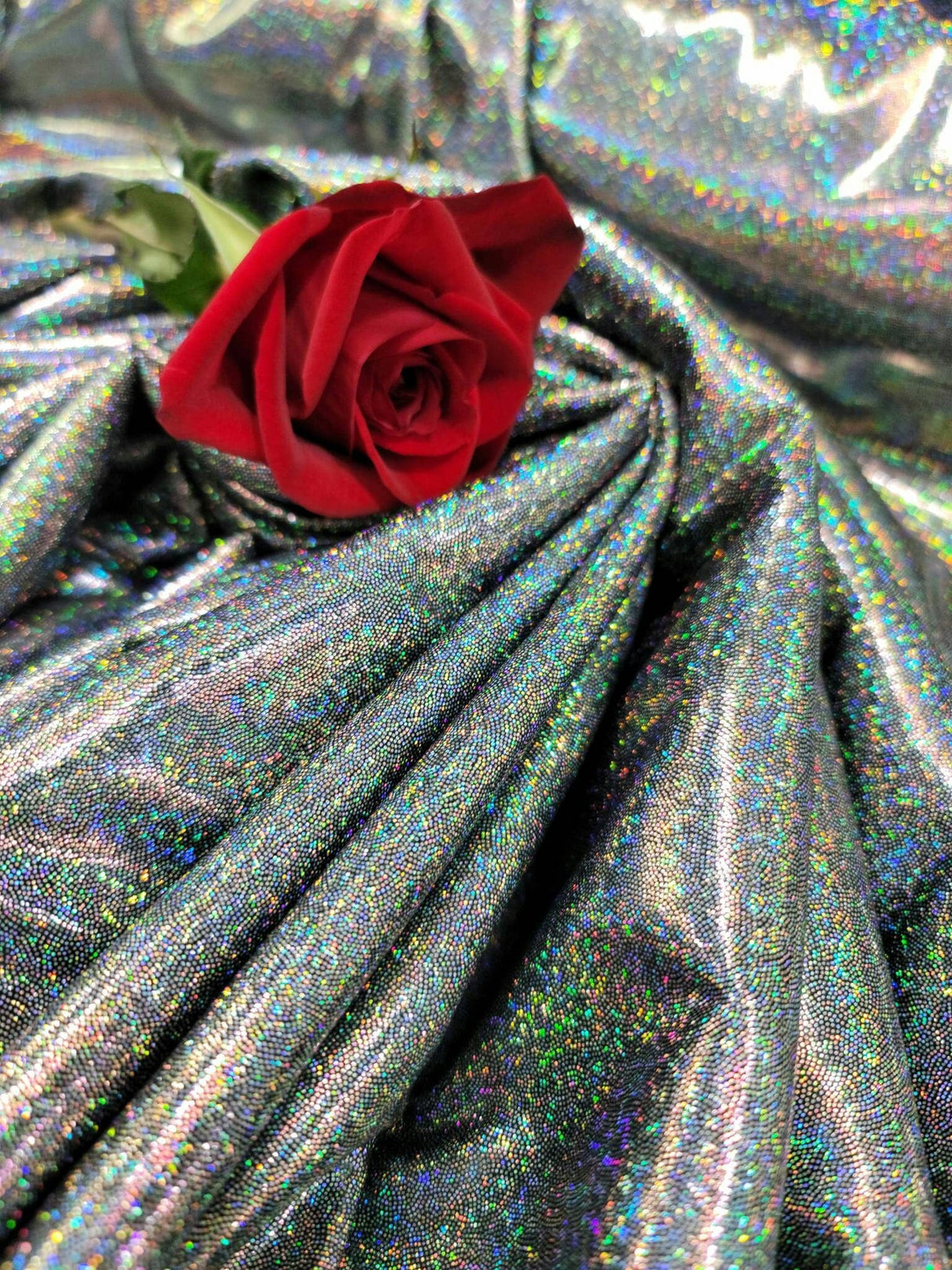 Glitter Sparkly Iridescent Fabric Black