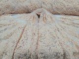 Beaded Lace Floral Embroidered Mesh Fabric Blush