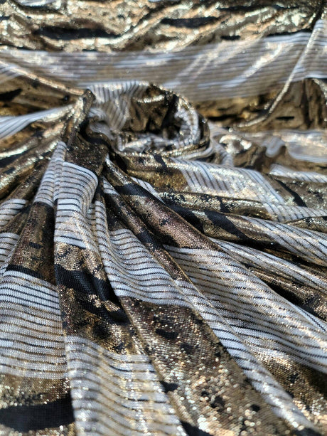 Gold Sparkly Metallic Stretch Spandex Fabric