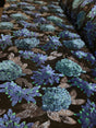 Sequin Lace Black with Blue Teal Flowers
