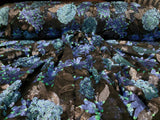 Sequin Lace Black with Blue Teal Flowers