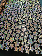 Stretch Velvet Rose Gold Stars on Black