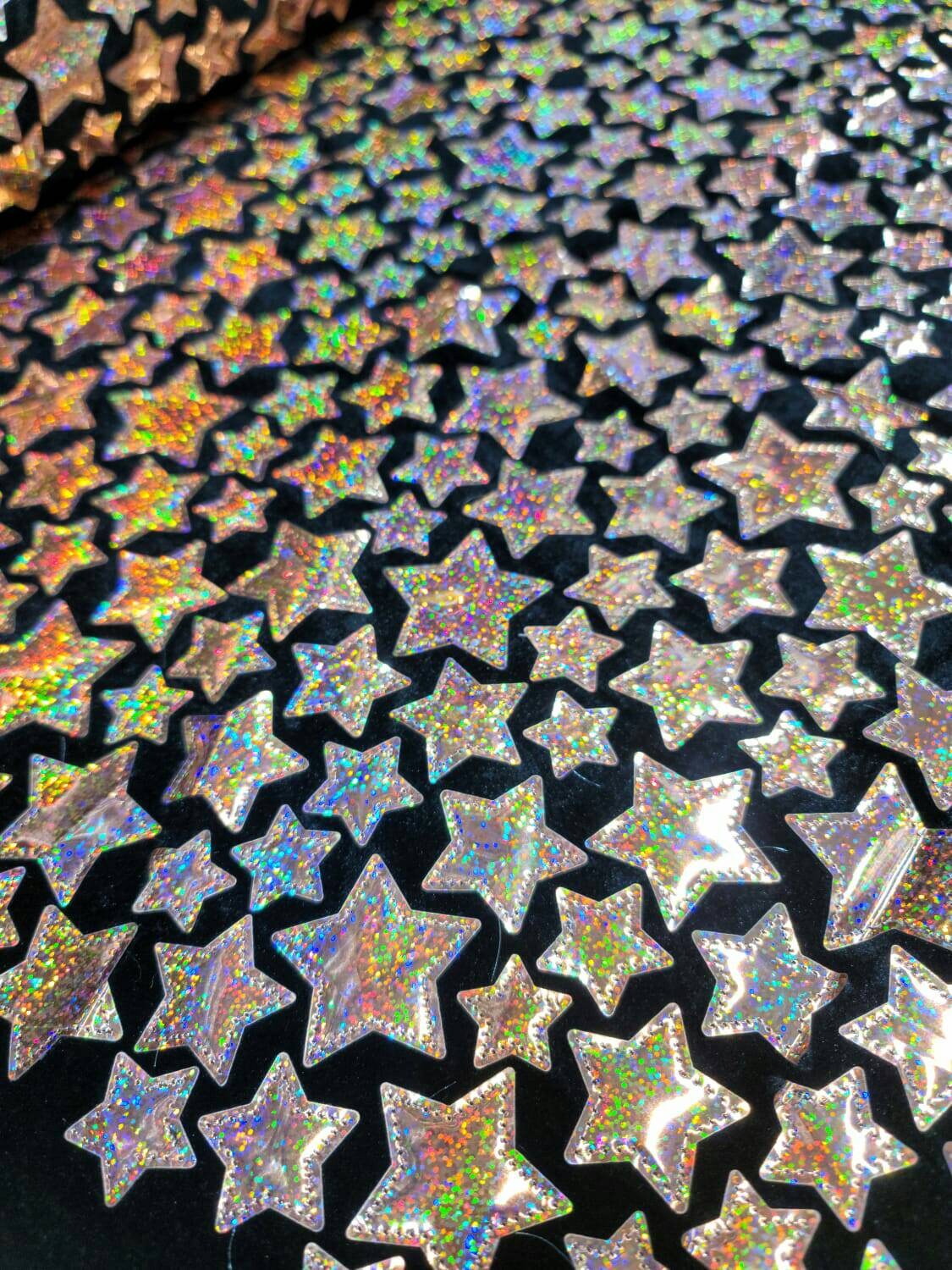 Stretch Velvet Rose Gold Stars on Black