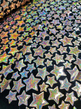 Stretch Velvet Rose Gold Stars on Black