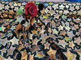 Stretch Velvet Rose Gold Stars on Black