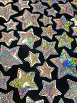 Stretch Velvet Rose Gold Stars on Black