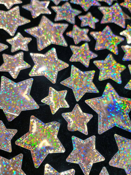 Stretch Velvet Rose Gold Stars on Black