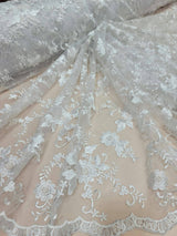 Embroidered Floral Lace White