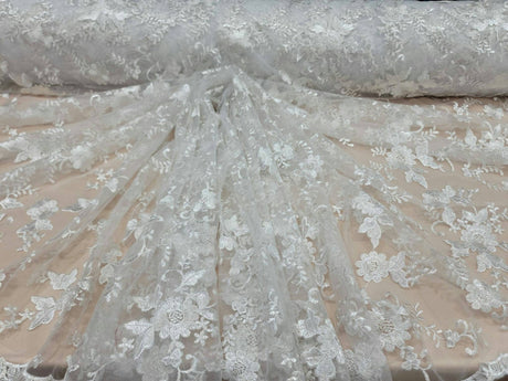 Embroidered Floral Lace White