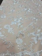 Embroidered Floral Lace White