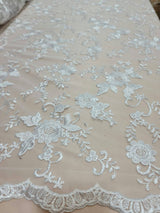 Embroidered Floral Lace White