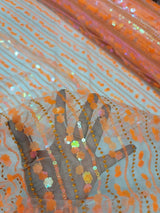 Sequin Lace Neon Iridescent Orange
