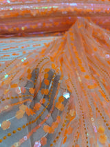 Sequin Lace Neon Iridescent Orange