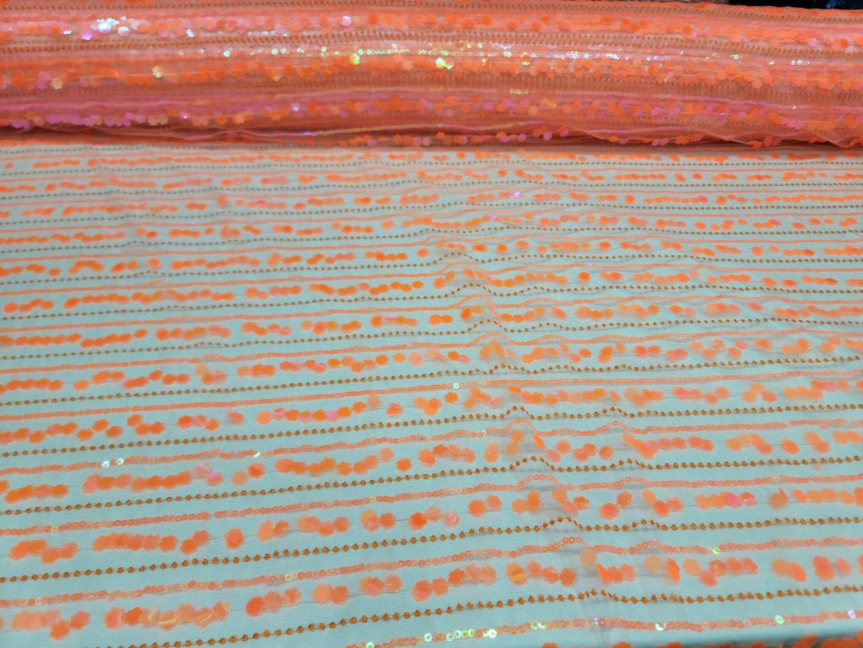 Sequin Lace Neon Iridescent Orange