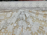 Embroidered Lace Clear Sequin White