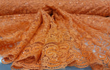 Embroidered Clear Sequin Lace Orange