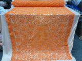 Embroidered Clear Sequin Lace Orange