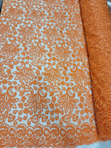 Embroidered Clear Sequin Lace Orange
