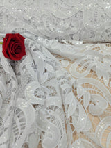 Clear Sequin Guipure Lace White